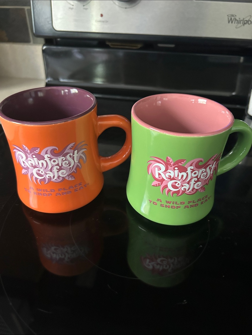 RAINFOREST Ceramic Mug - Green and Orange (Set of 2)
